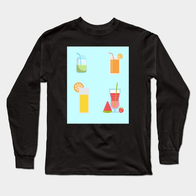 Healthy Juices For Fitness Long Sleeve T-Shirt by TANSHAMAYA